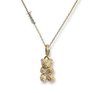 Gummy Bear Necklace Light Baby Pink Gold Plated Stainless steel 5A Cubic Zircon